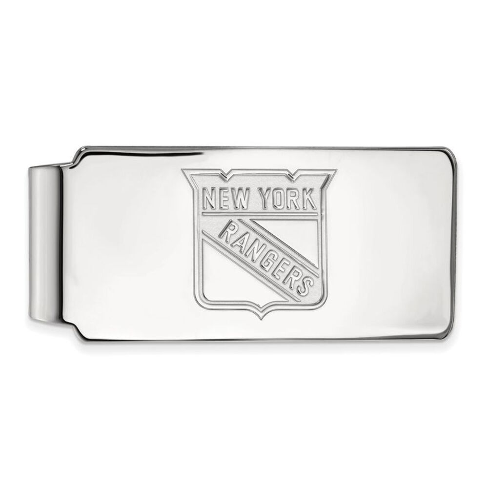 10k White Gold NHL New York Rangers Money Clip